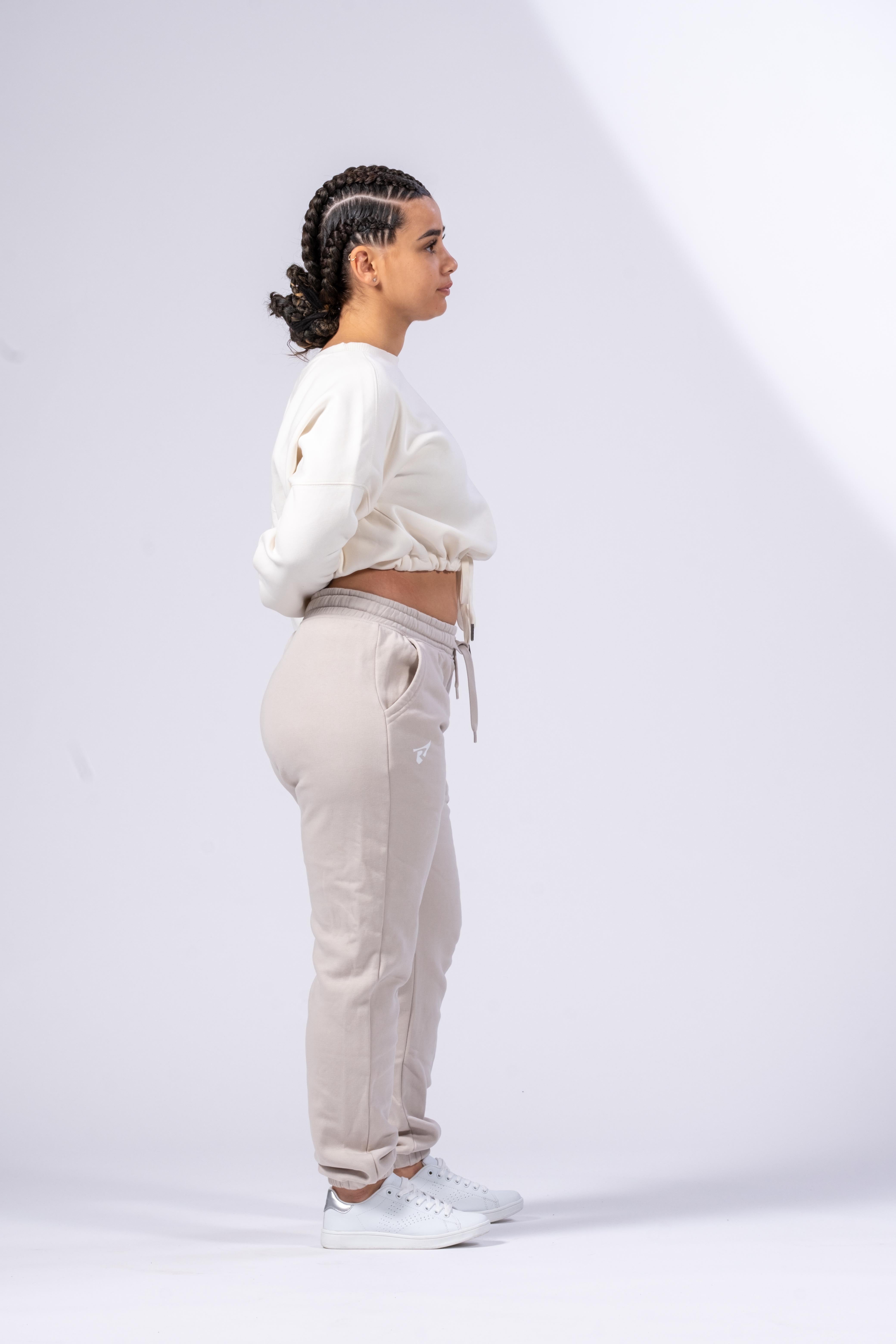 SUDADERA OVERSIZE CROP MUJER - MARFIL