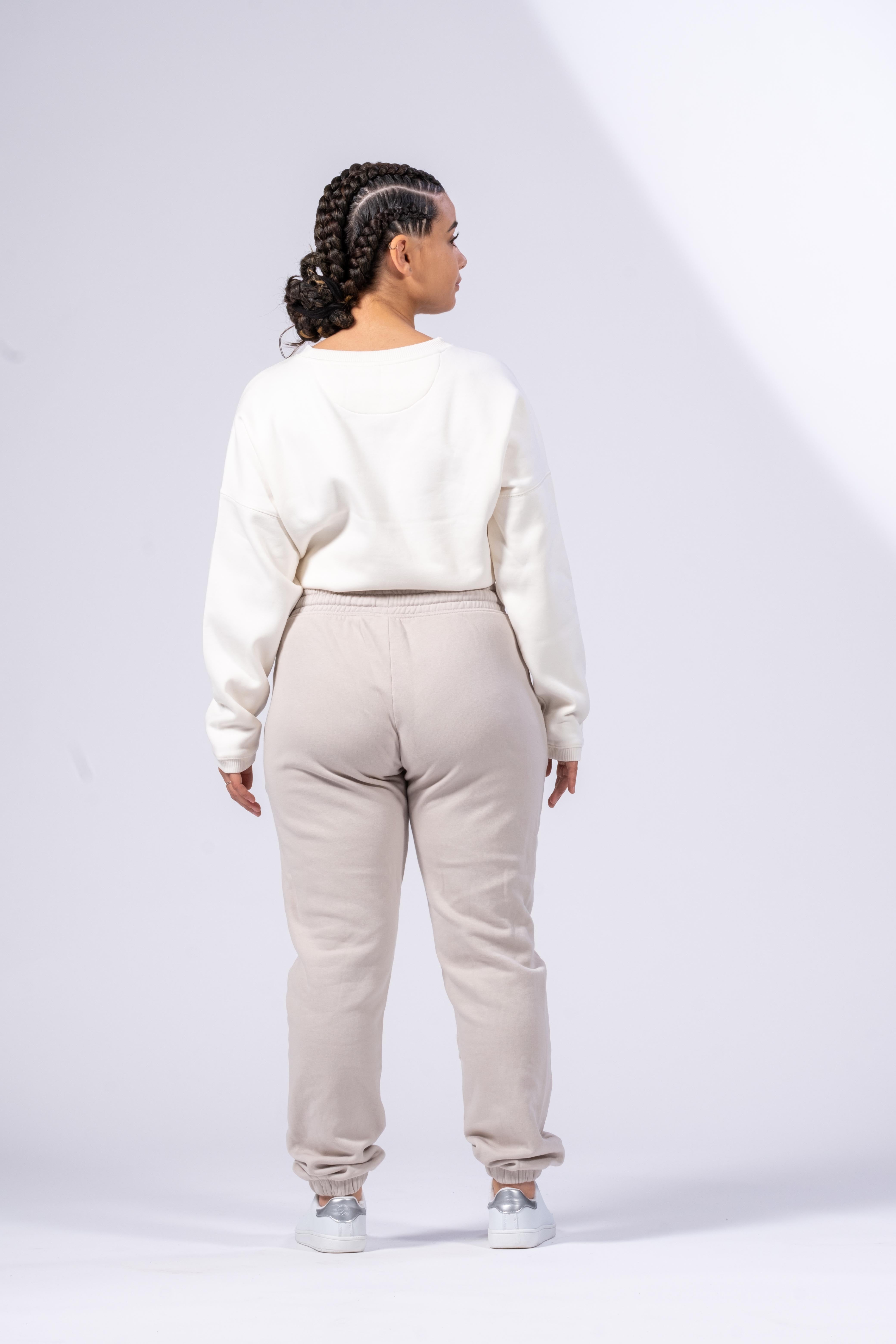 SUDADERA OVERSIZE CROP MUJER - MARFIL