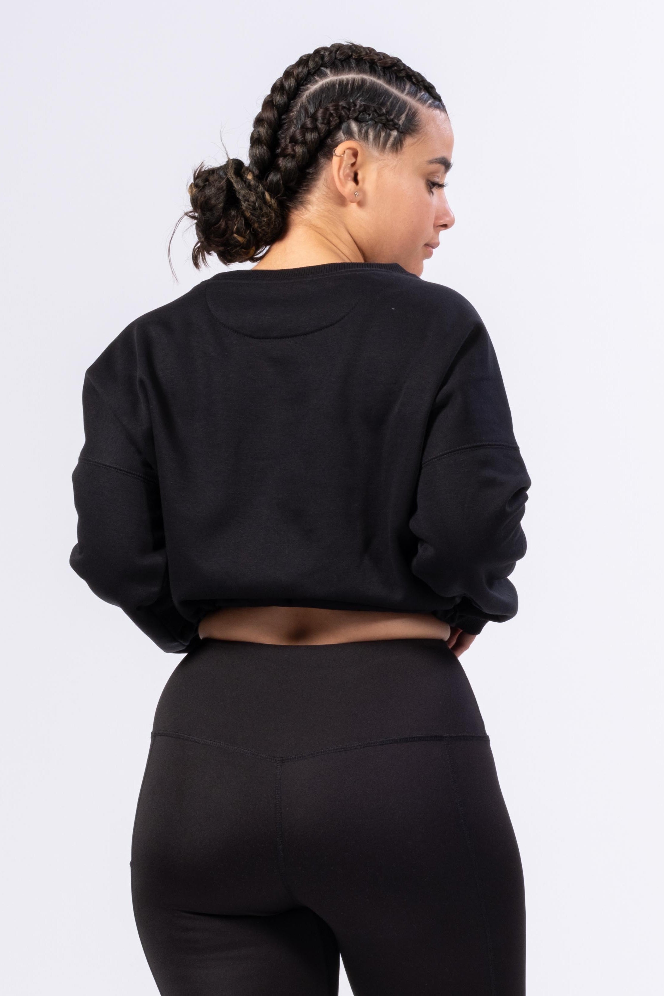 SUDADERA OVERSIZE CROP MUJER - NEGRO