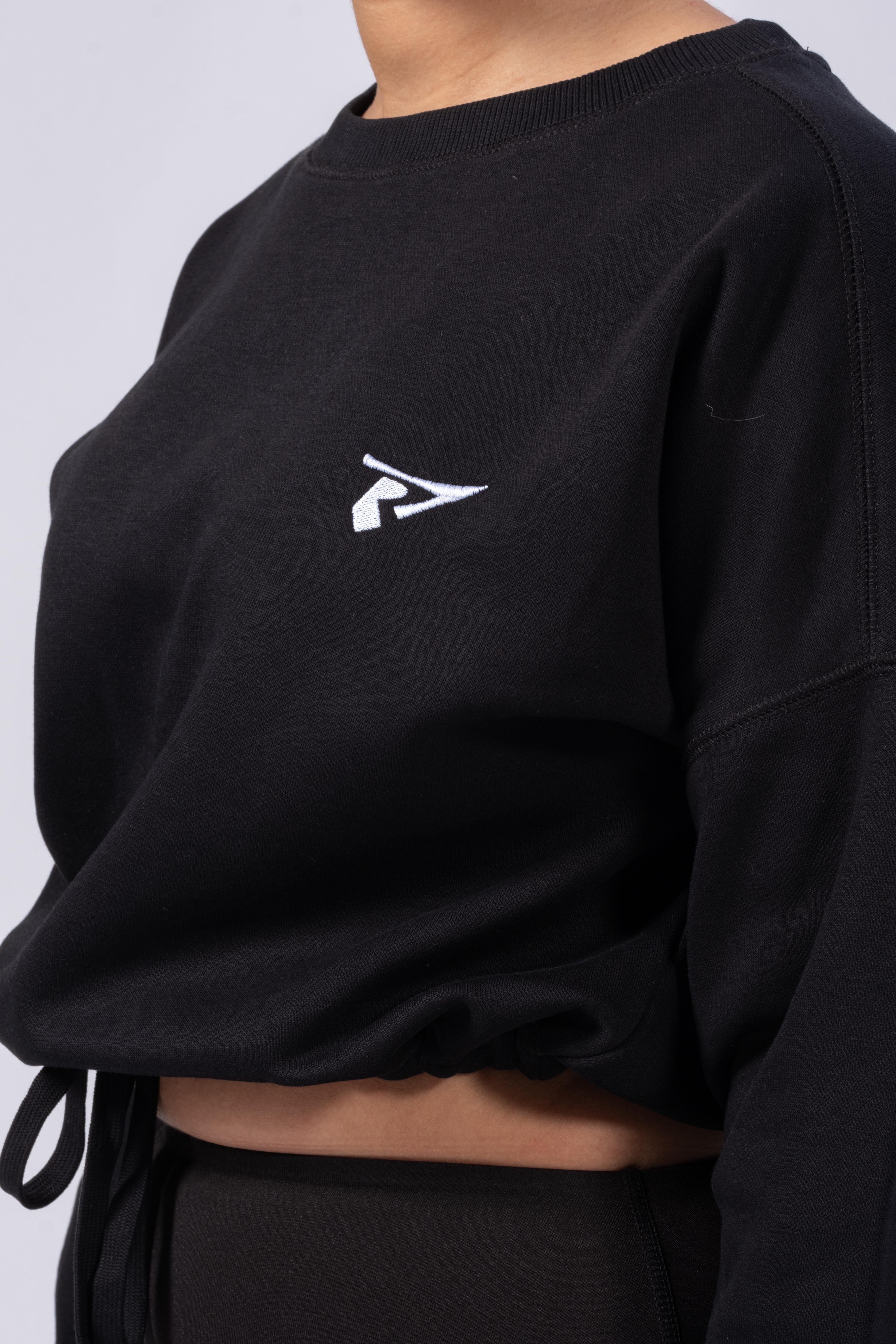 SUDADERA OVERSIZE CROP MUJER - NEGRO