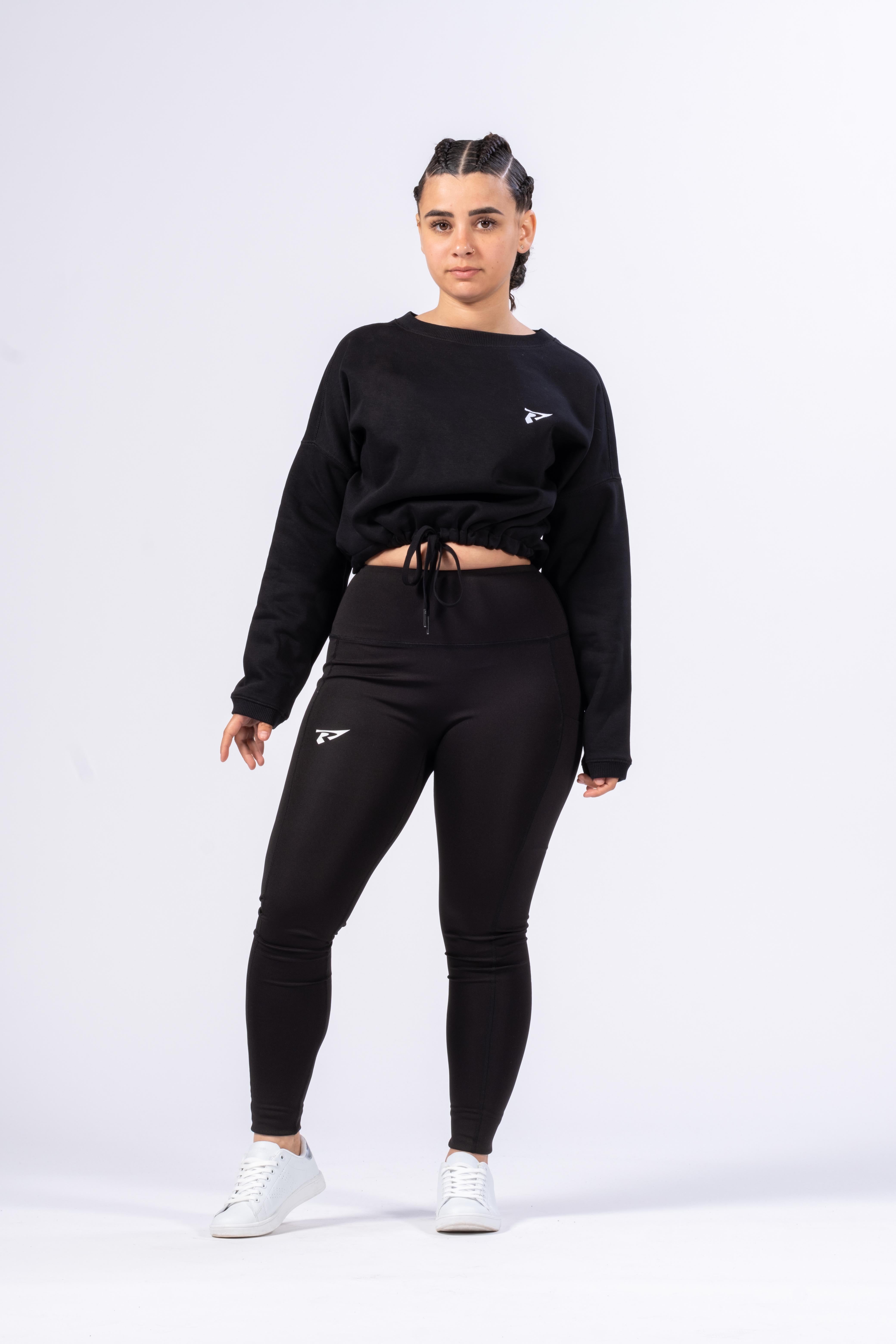 SUDADERA OVERSIZE CROP MUJER - NEGRO