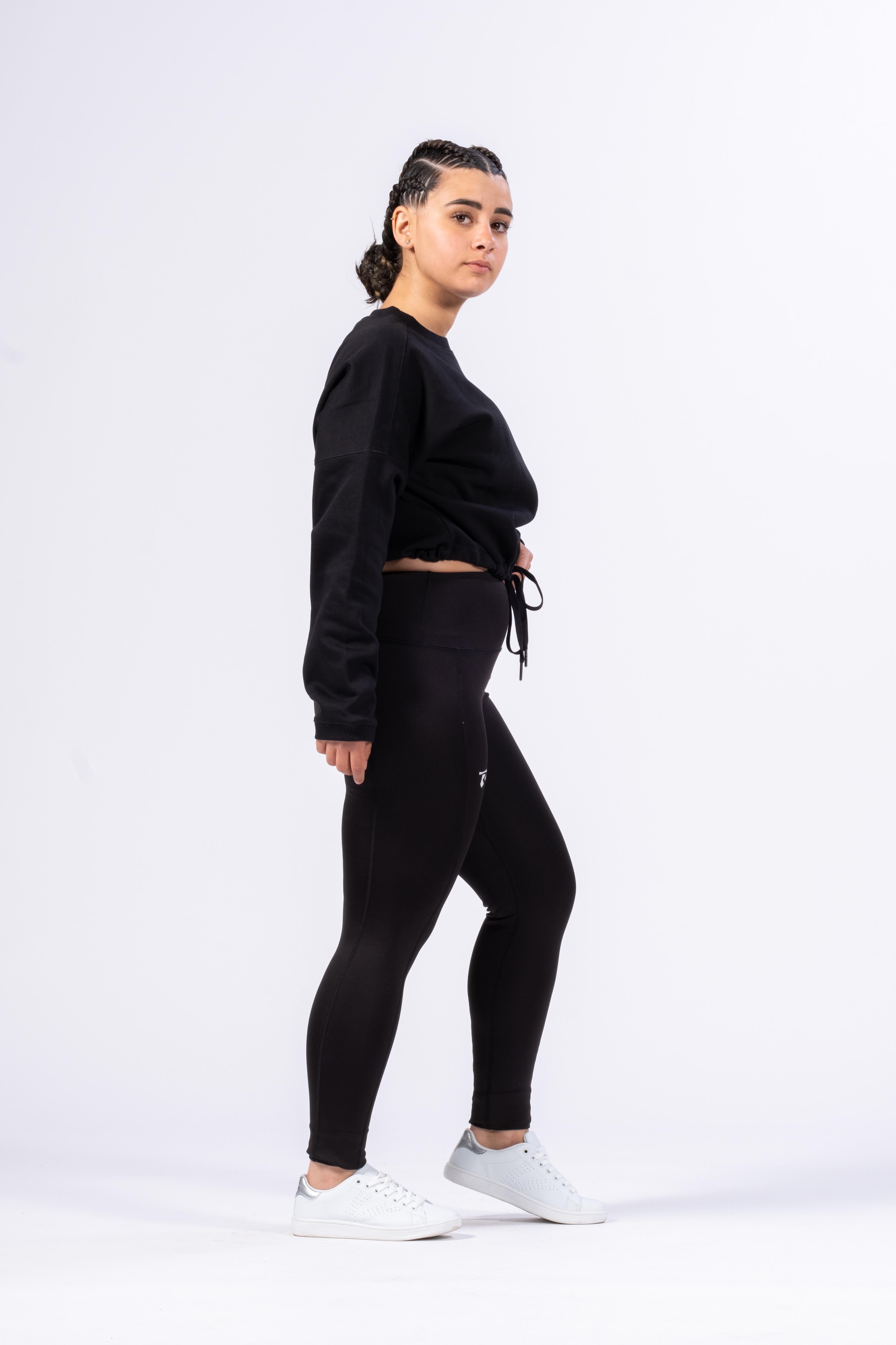 SUDADERA OVERSIZE CROP MUJER - NEGRO