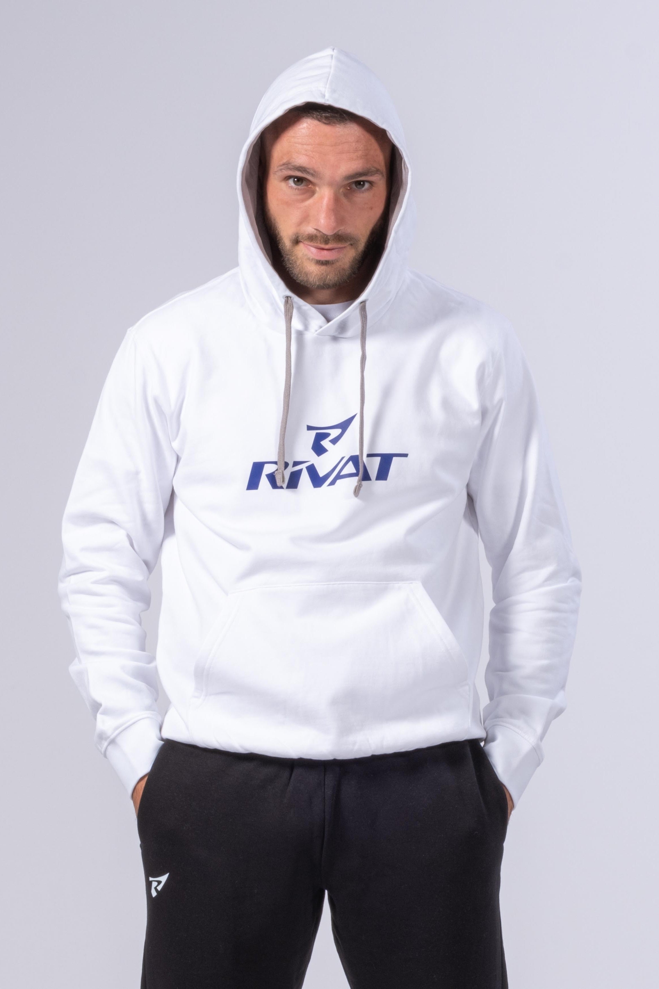 SUDADERA CON CAPUCHA PARA HOMBRE - BLANCO / GRIS