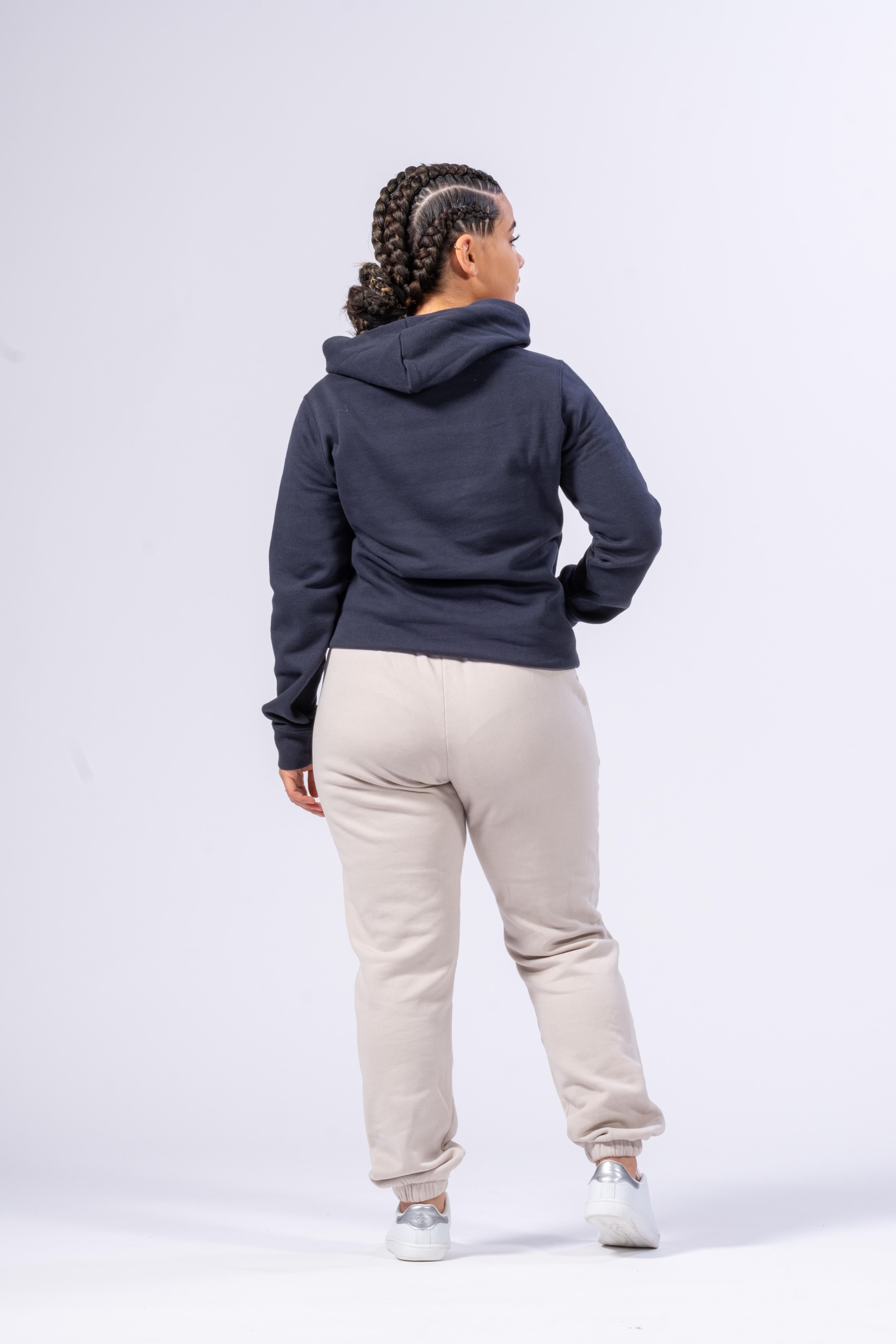 DAMEN-KAPUZENPULLOVER - MARINEBLAU / ROT