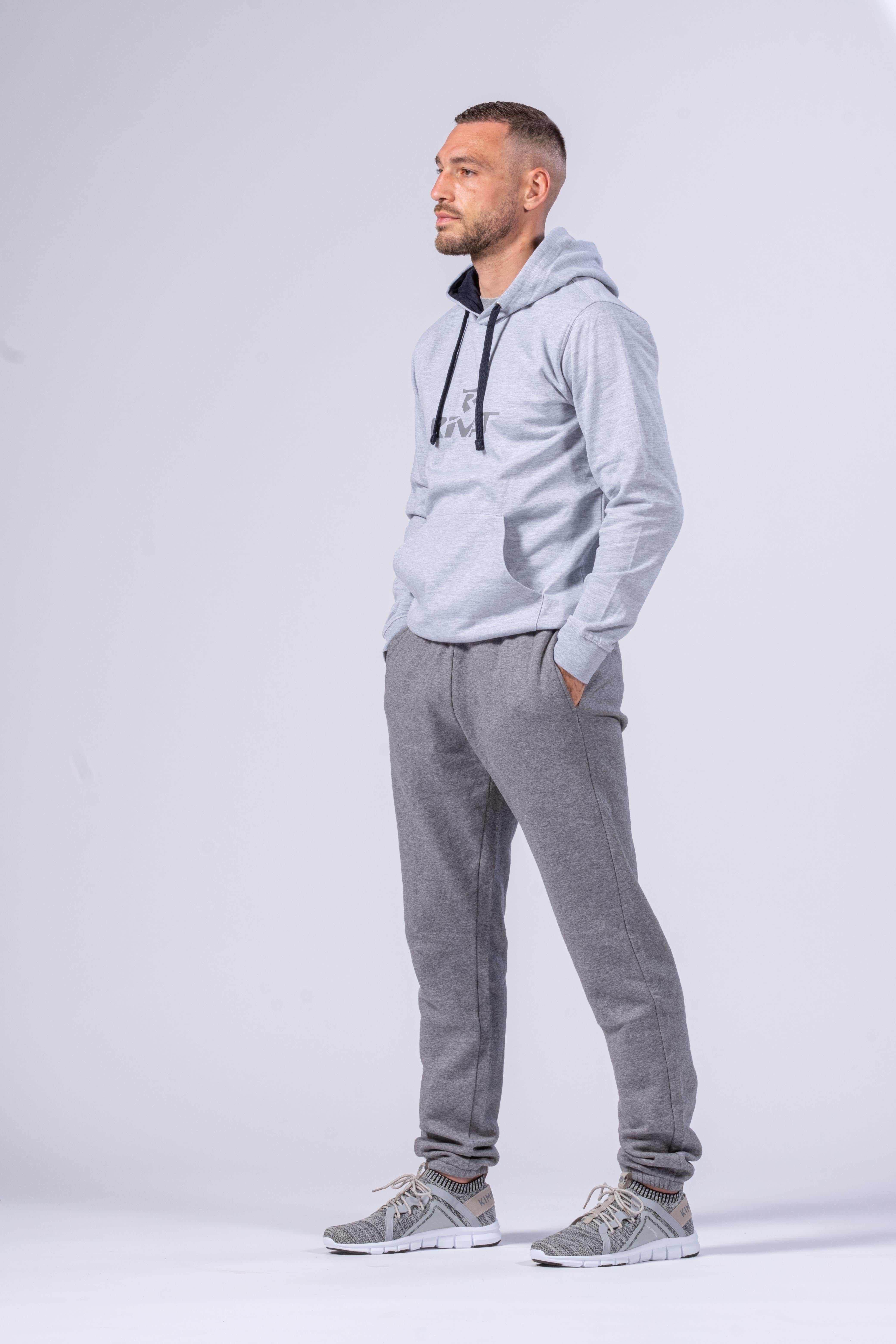 SUDADERA CON CAPUCHA PARA HOMBRE - GRIS / AZUL MARINO