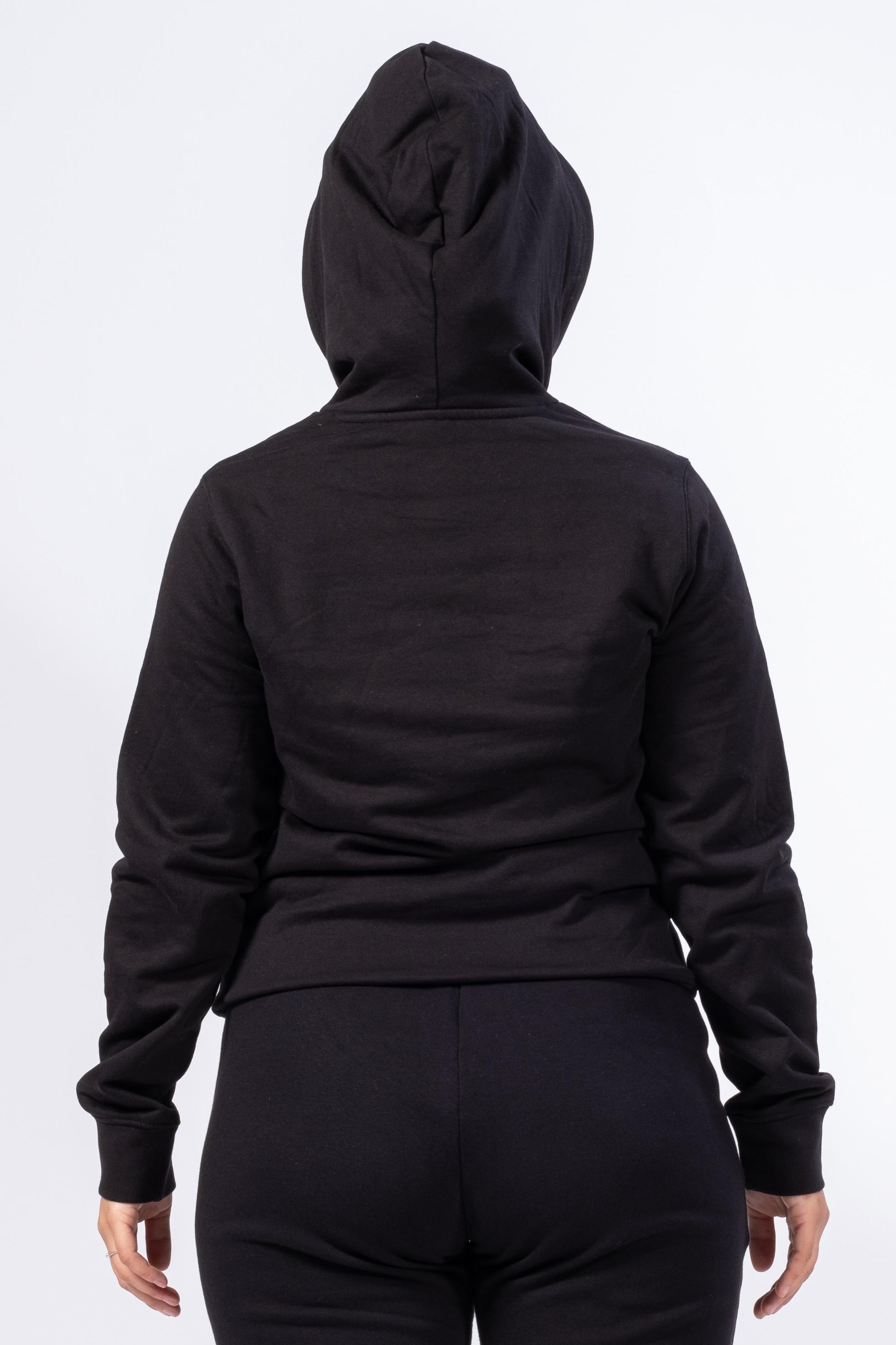 DAMEN-KAPUZENPULLOVER - SCHWARZ / GRAU