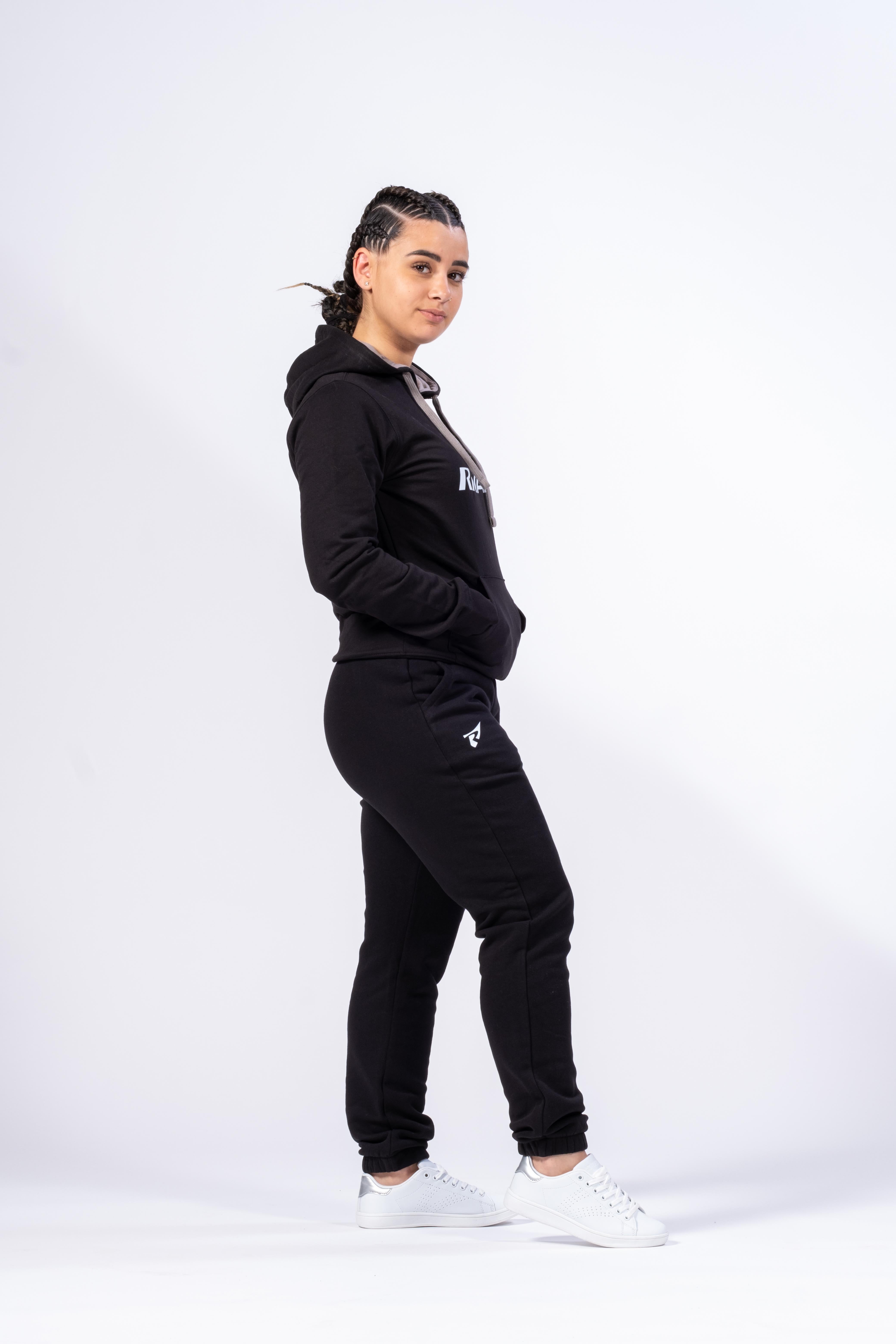 DAMEN-KAPUZENPULLOVER - SCHWARZ / GRAU