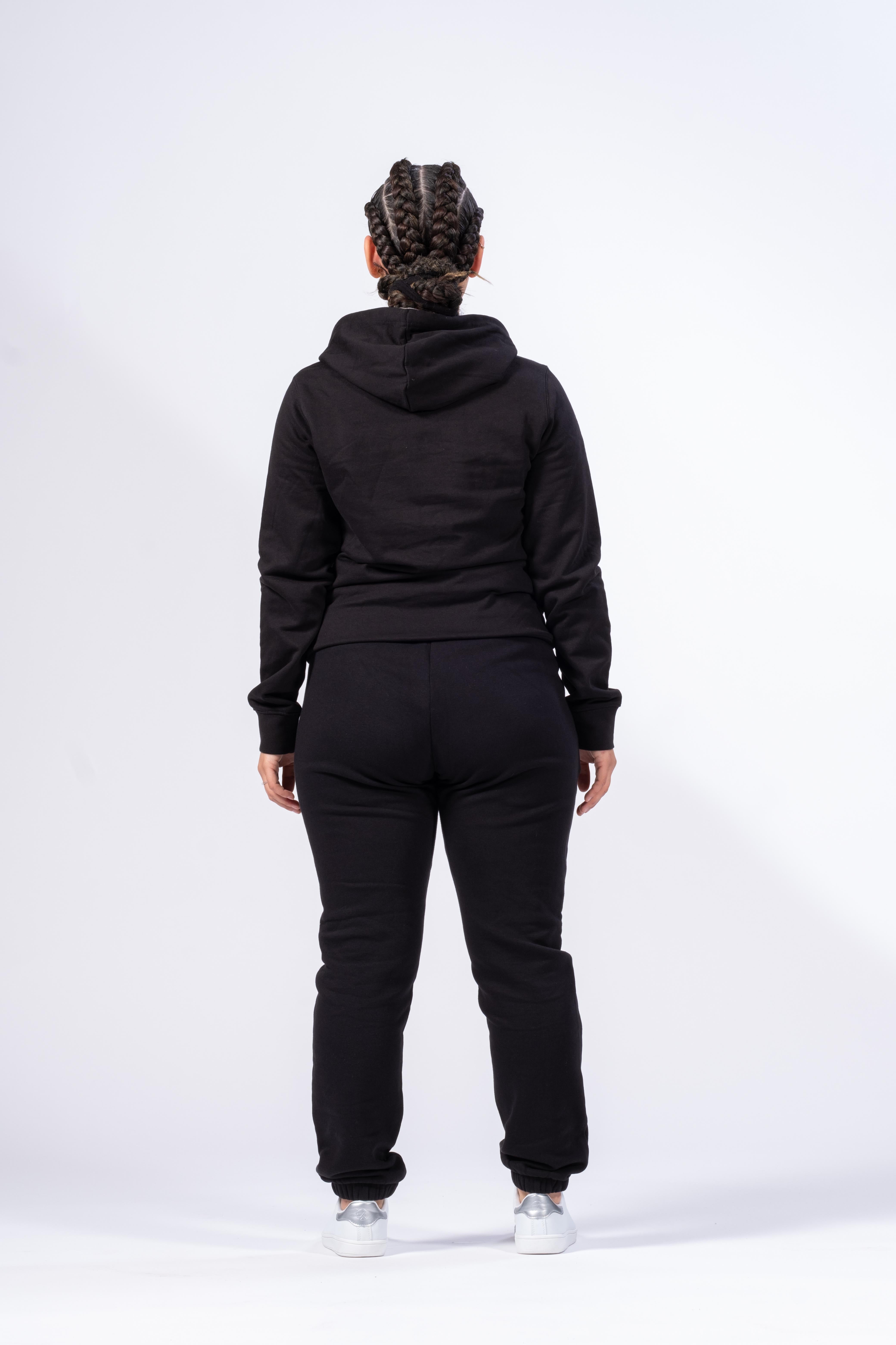 DAMEN-KAPUZENPULLOVER - SCHWARZ / GRAU