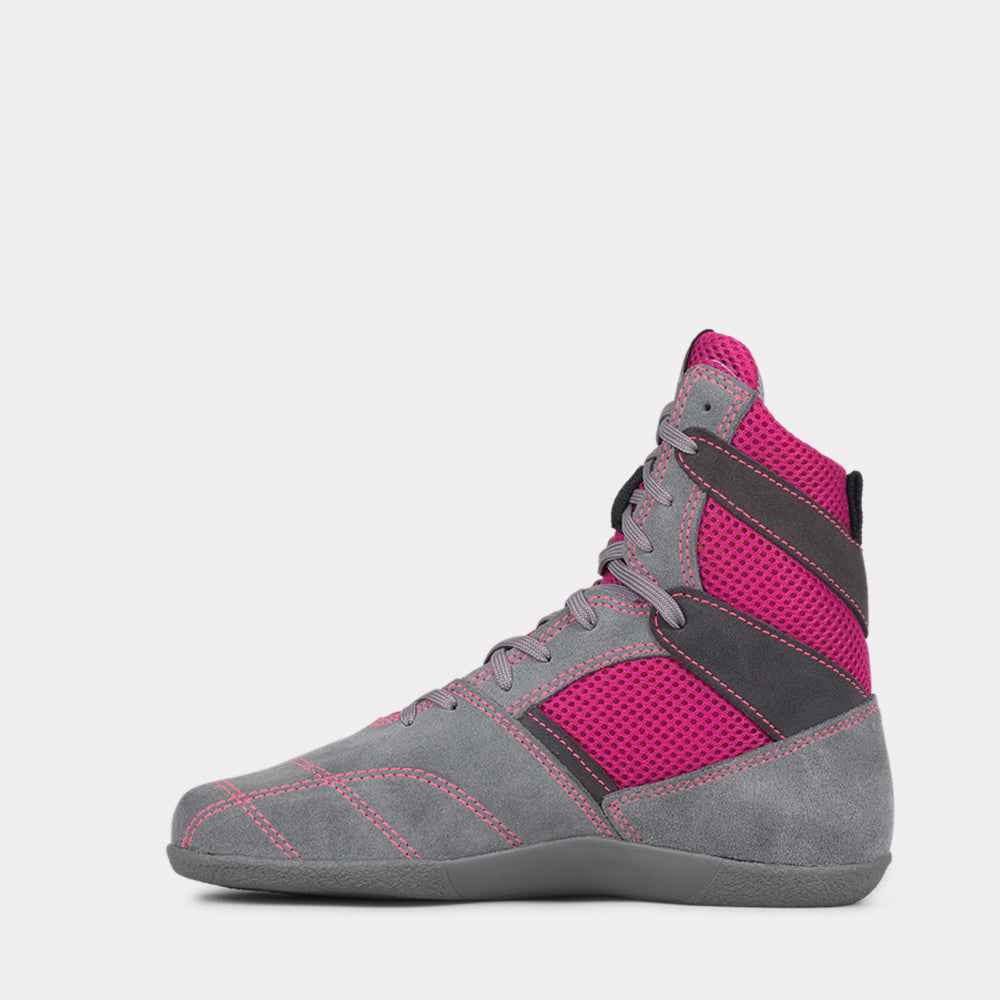 Chaussures boxe française femme Rivat gris et rose pour entraînement et compétition