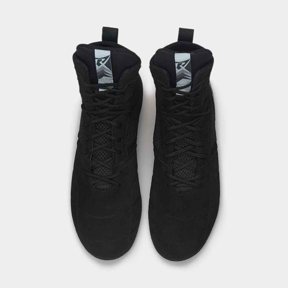 Chaussures boxe française Rivat noires avec lacets et tige haute pour un maintien optimal