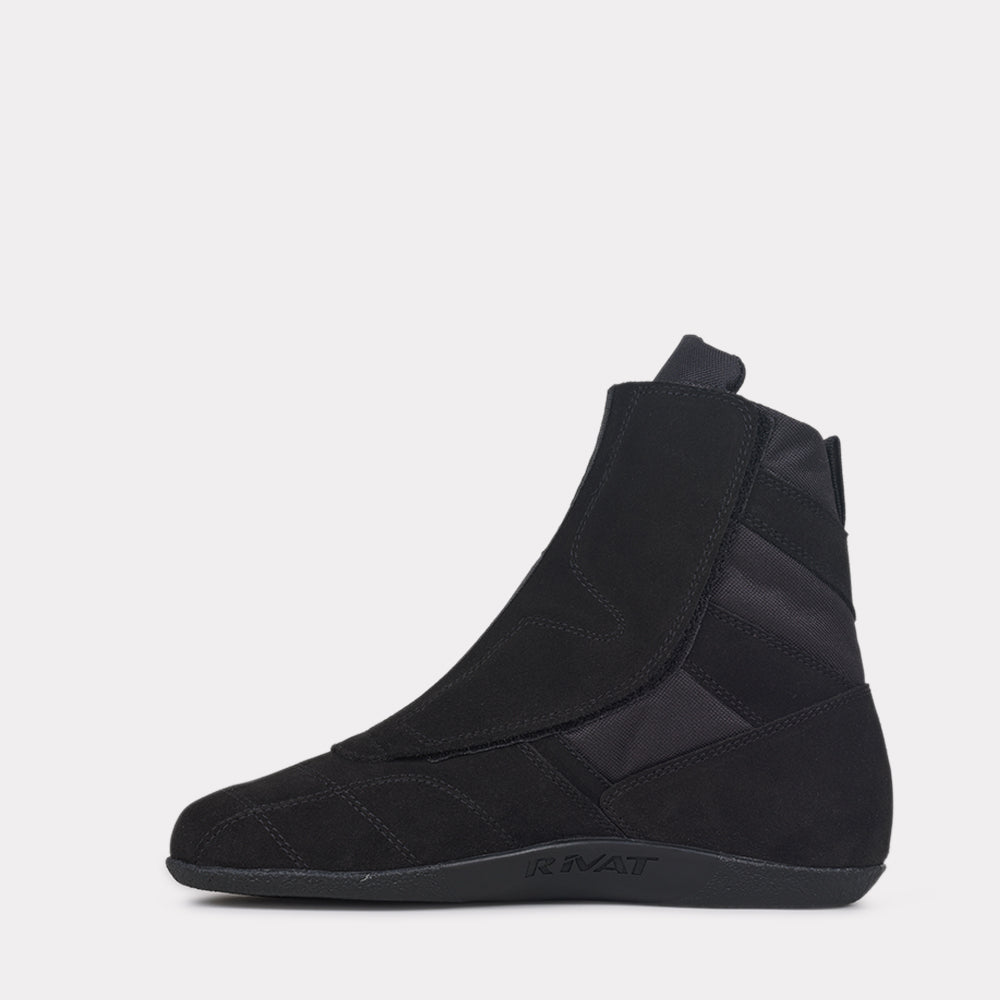 Chaussures de boxe française Rivat noires montantes avec fermeture zippée pour un maintien optimal