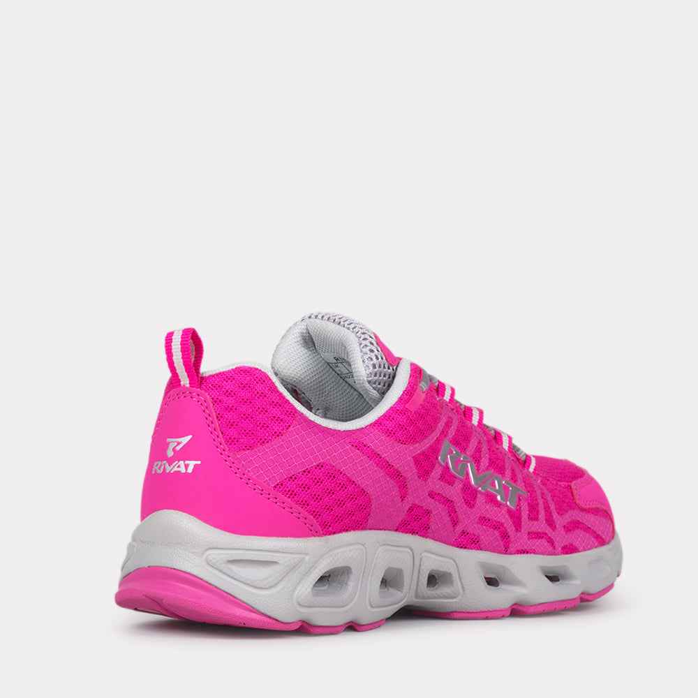 Chaussures fitness rose femme Rivat en mesh respirant avec semelle de soutien coussinée