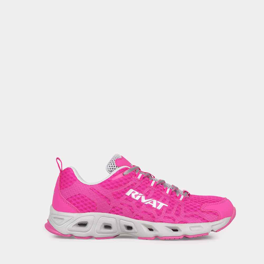 Chaussures fitness rose femme Rivat légères avec semelle blanche et design aéré