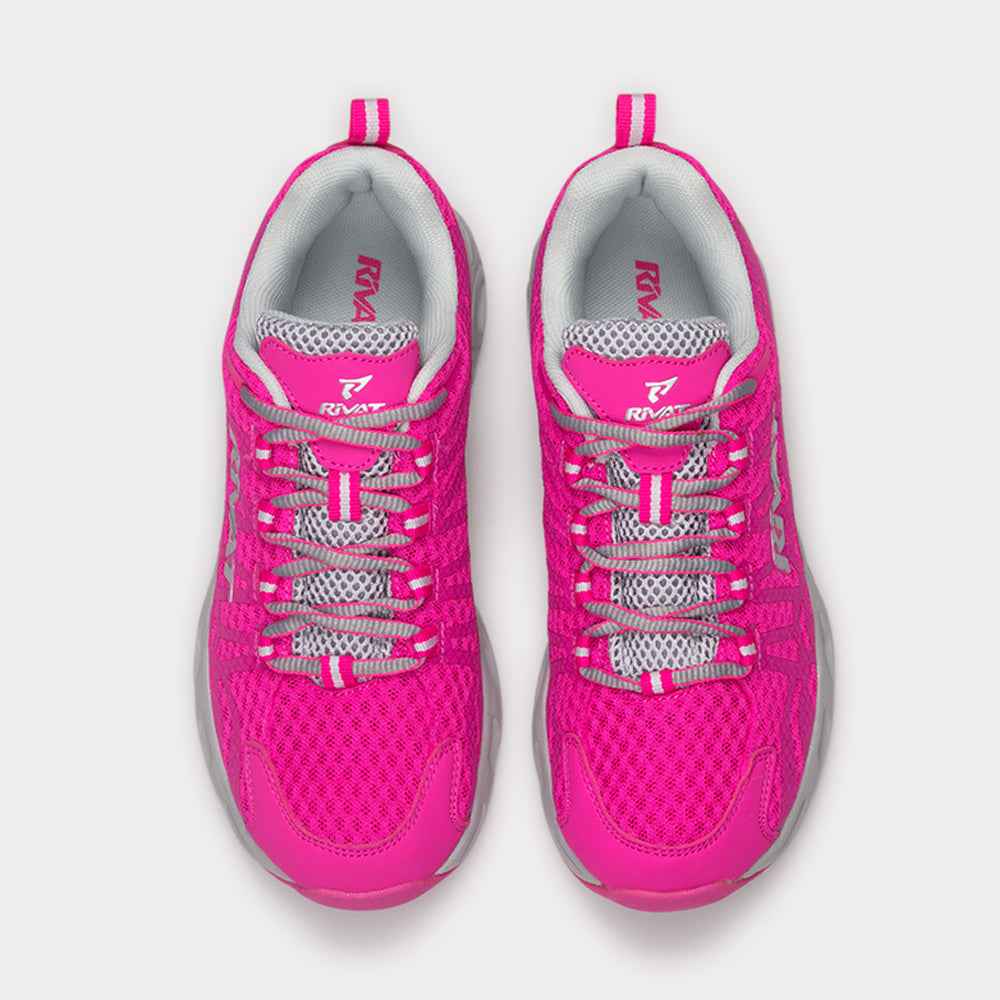 Chaussures fitness rose femme Rivat en textile respirant avec lacets gris