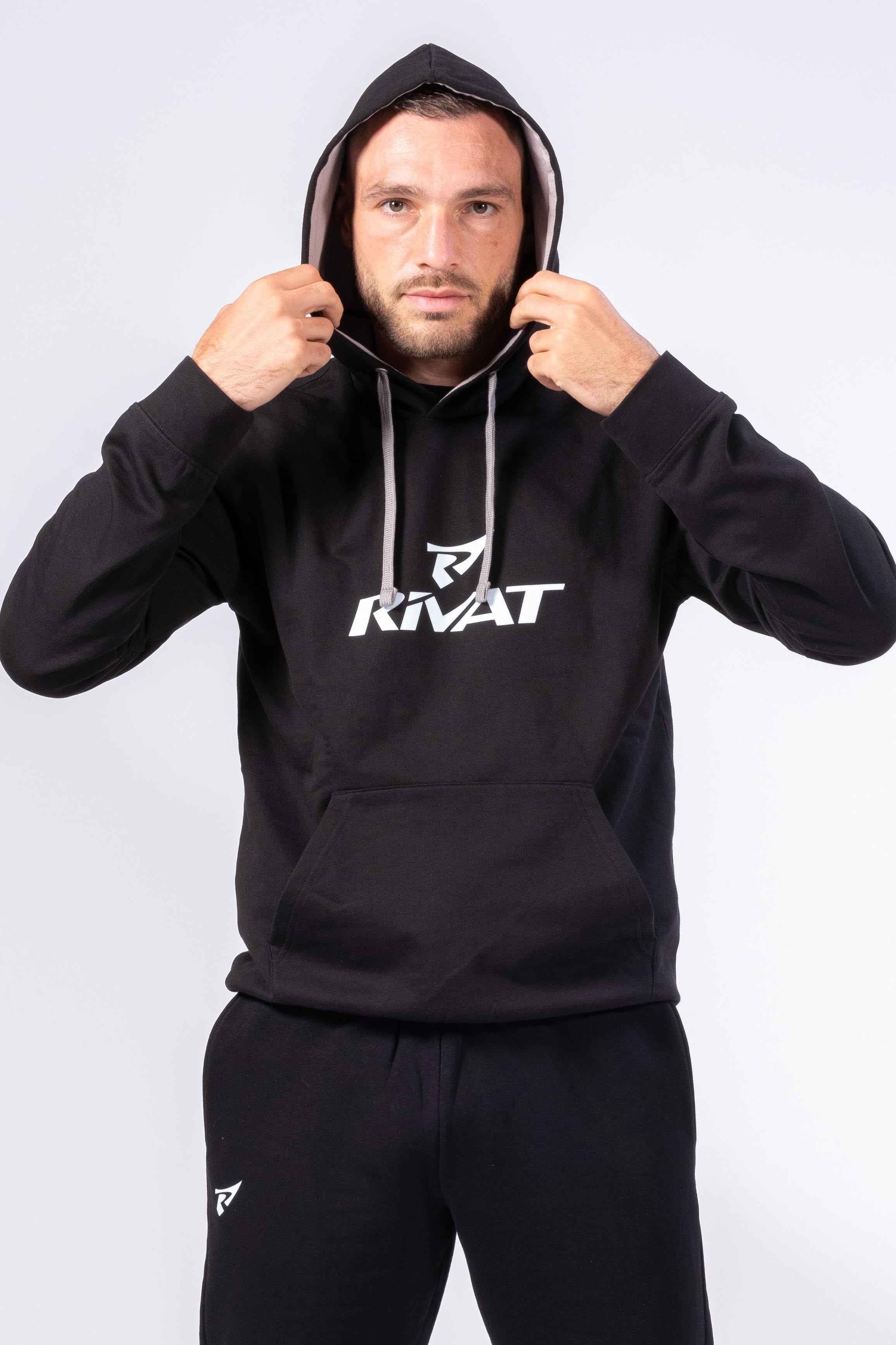 Men's boxing training sweatshirt Rivat black hooded sweatshirt