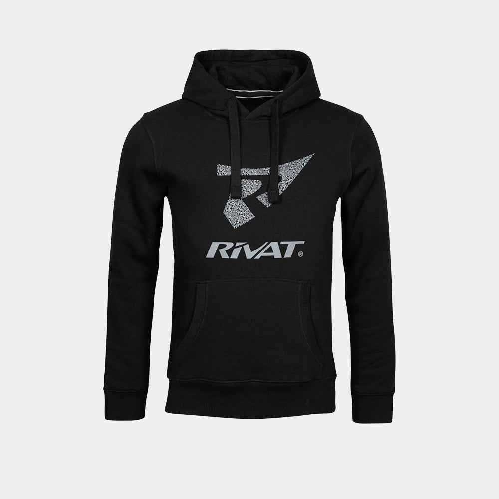 Sweat manches longues pour entraînement noir avec capuche et logo Rivat sur la poitrine
