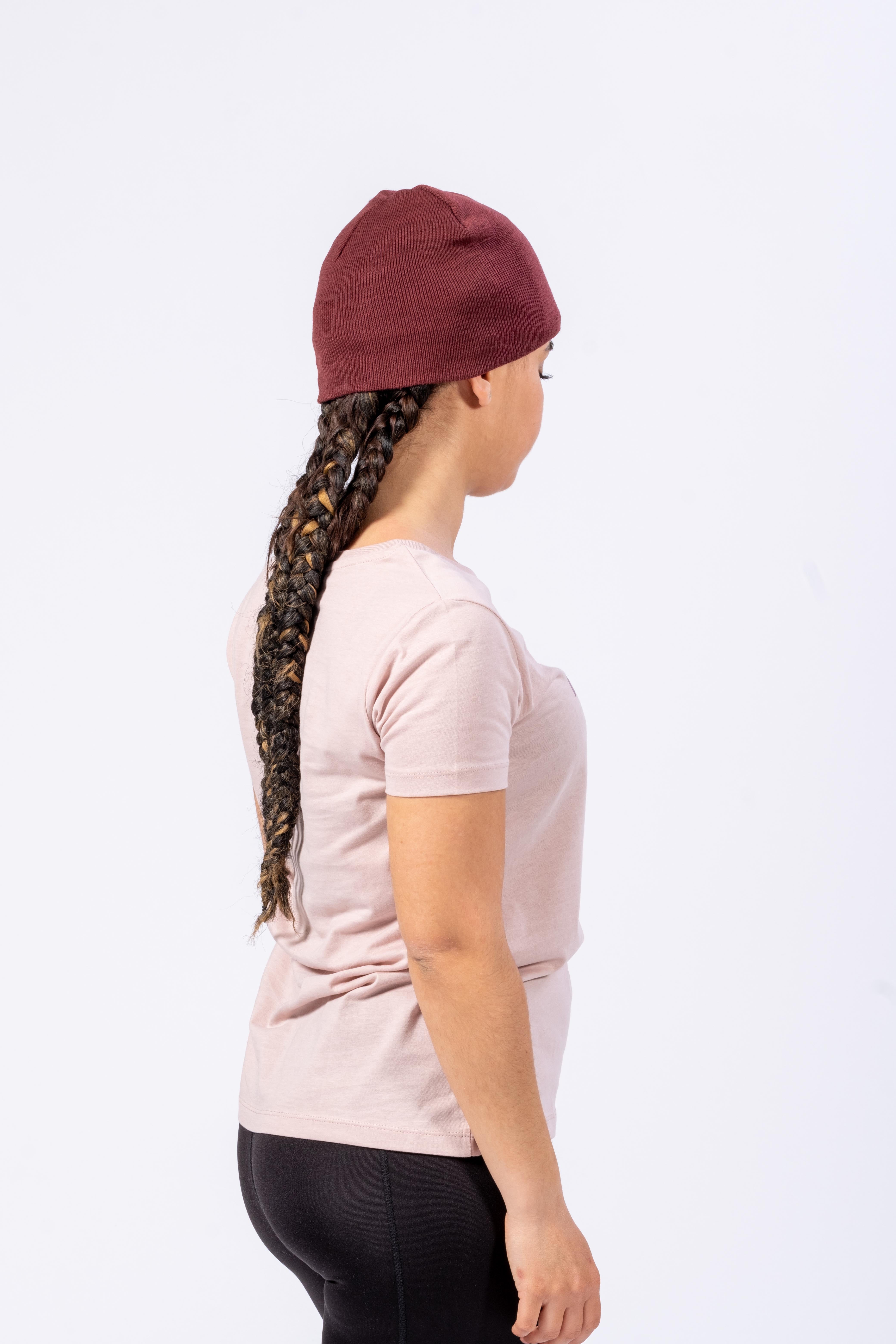 GORRO DE MALHA FINA ECOLÓGICA - COR DE VINHO
