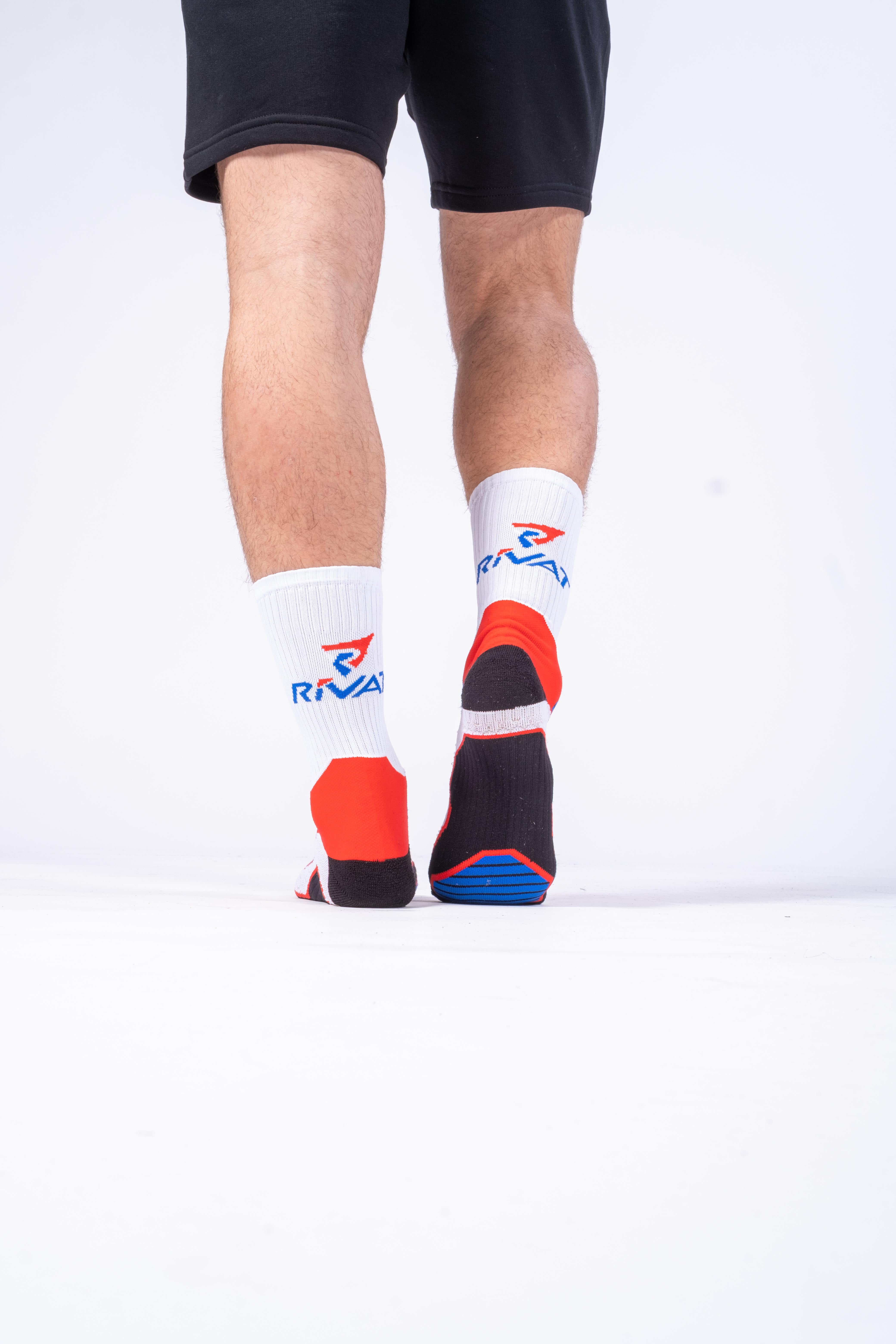 CALCETINES DE DEPORTE DE COMBATE AZUL / BLANCO / ROJO - RIVAT