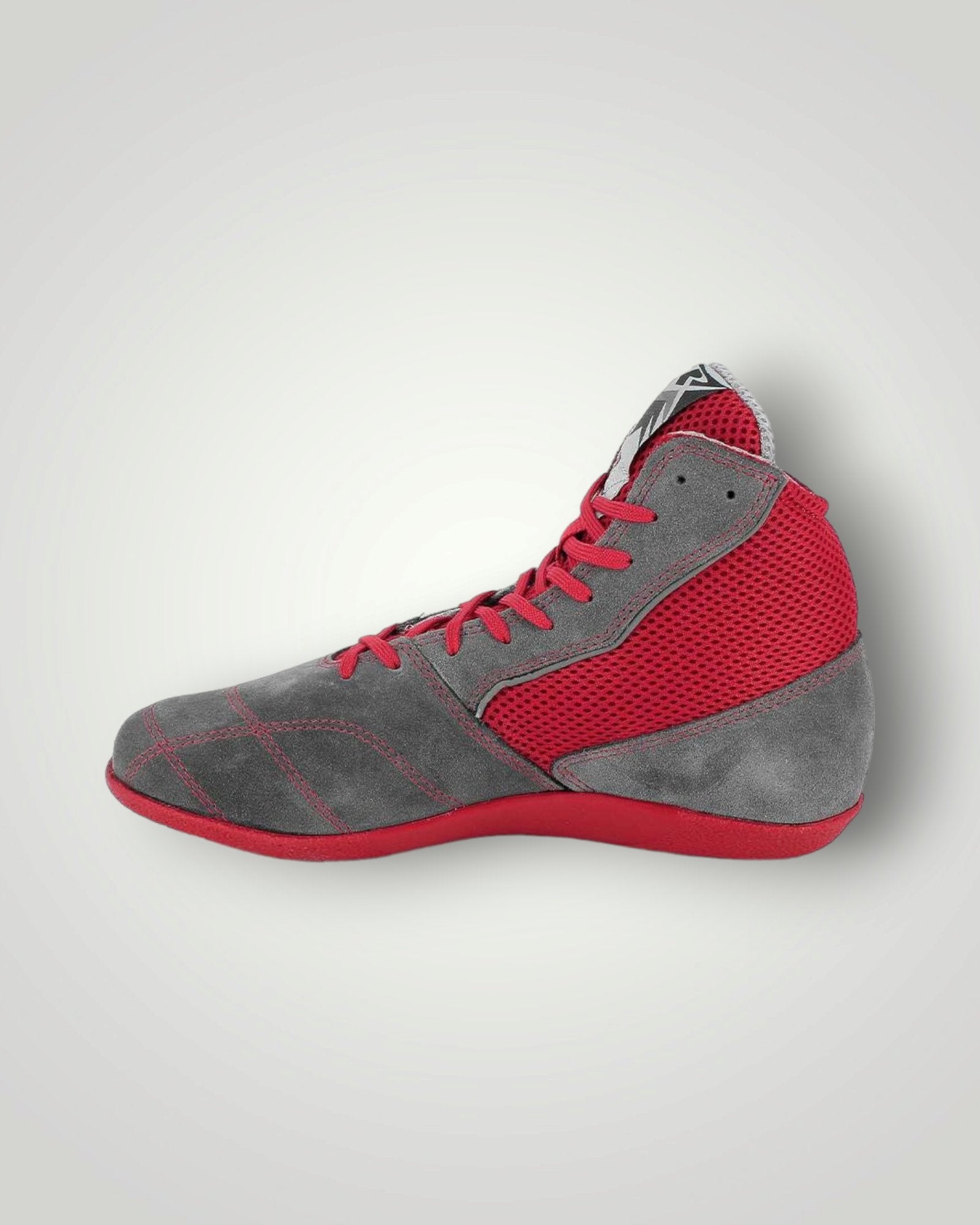 Chaussures de Savate Boxe Française BOOM Rouge Gris vue latérale