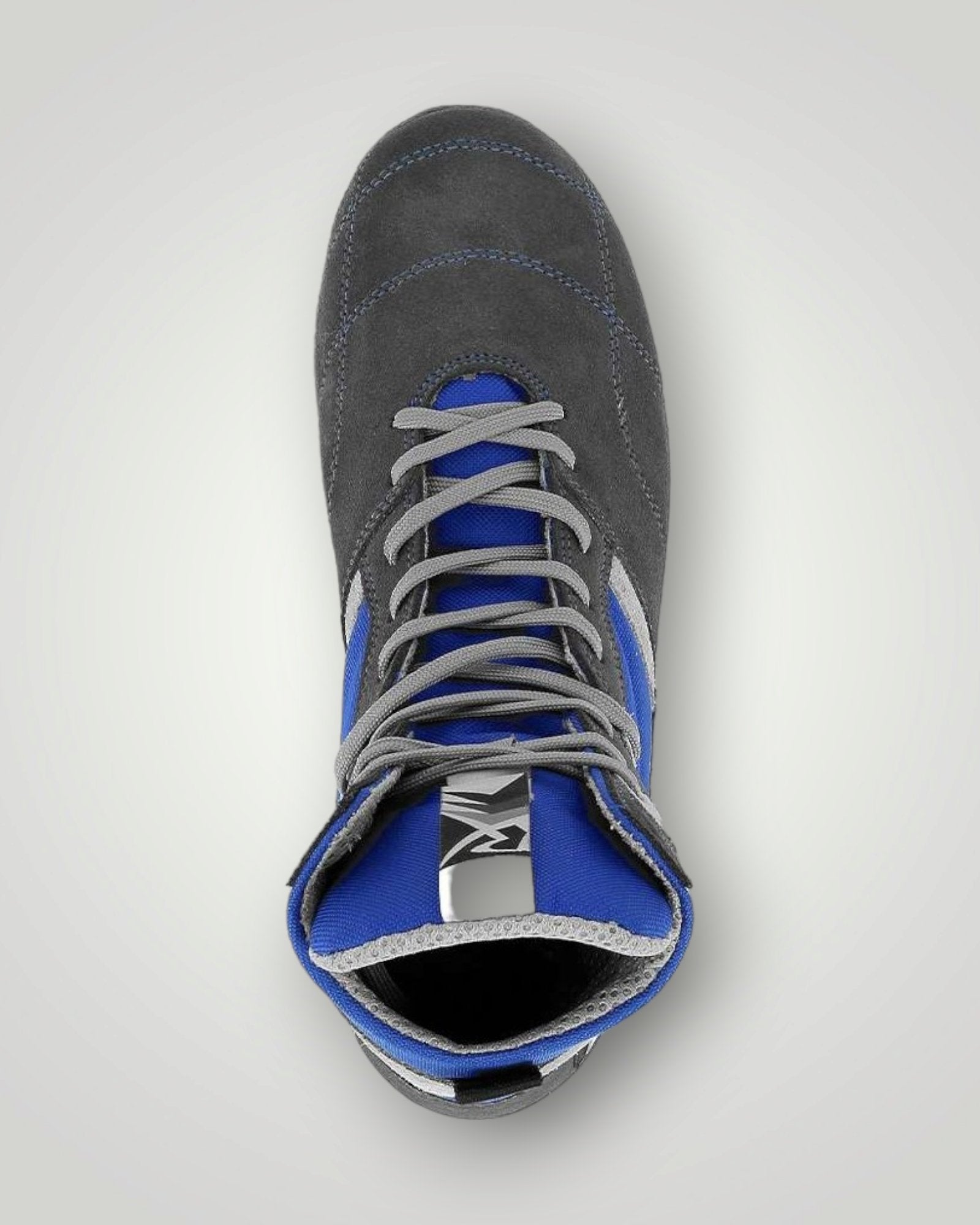Chaussures de Savate Boxe Française TOP Bleu Gris vue de dessus