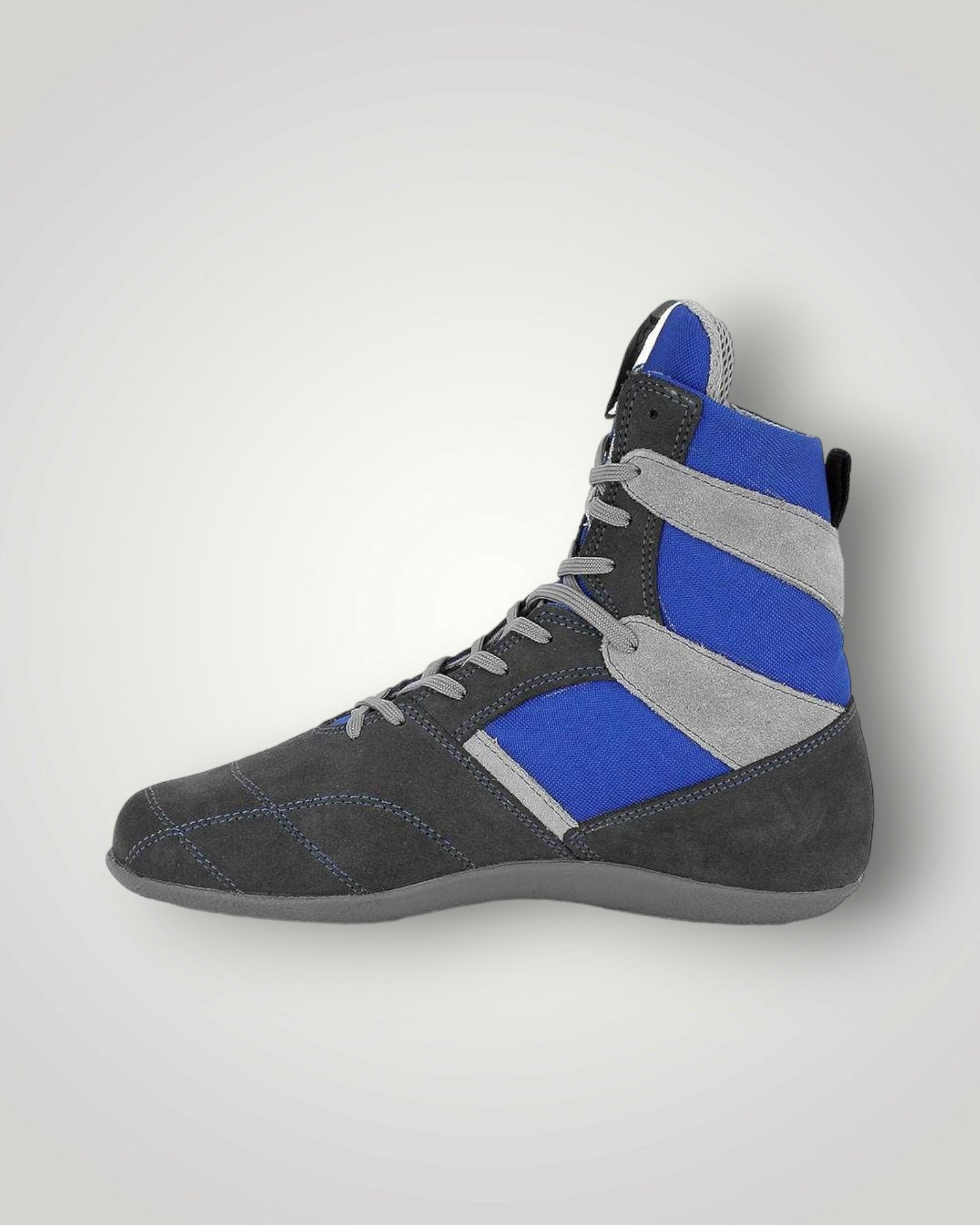 Chaussures de Savate Boxe Française TOP Bleu Gris vue latérale