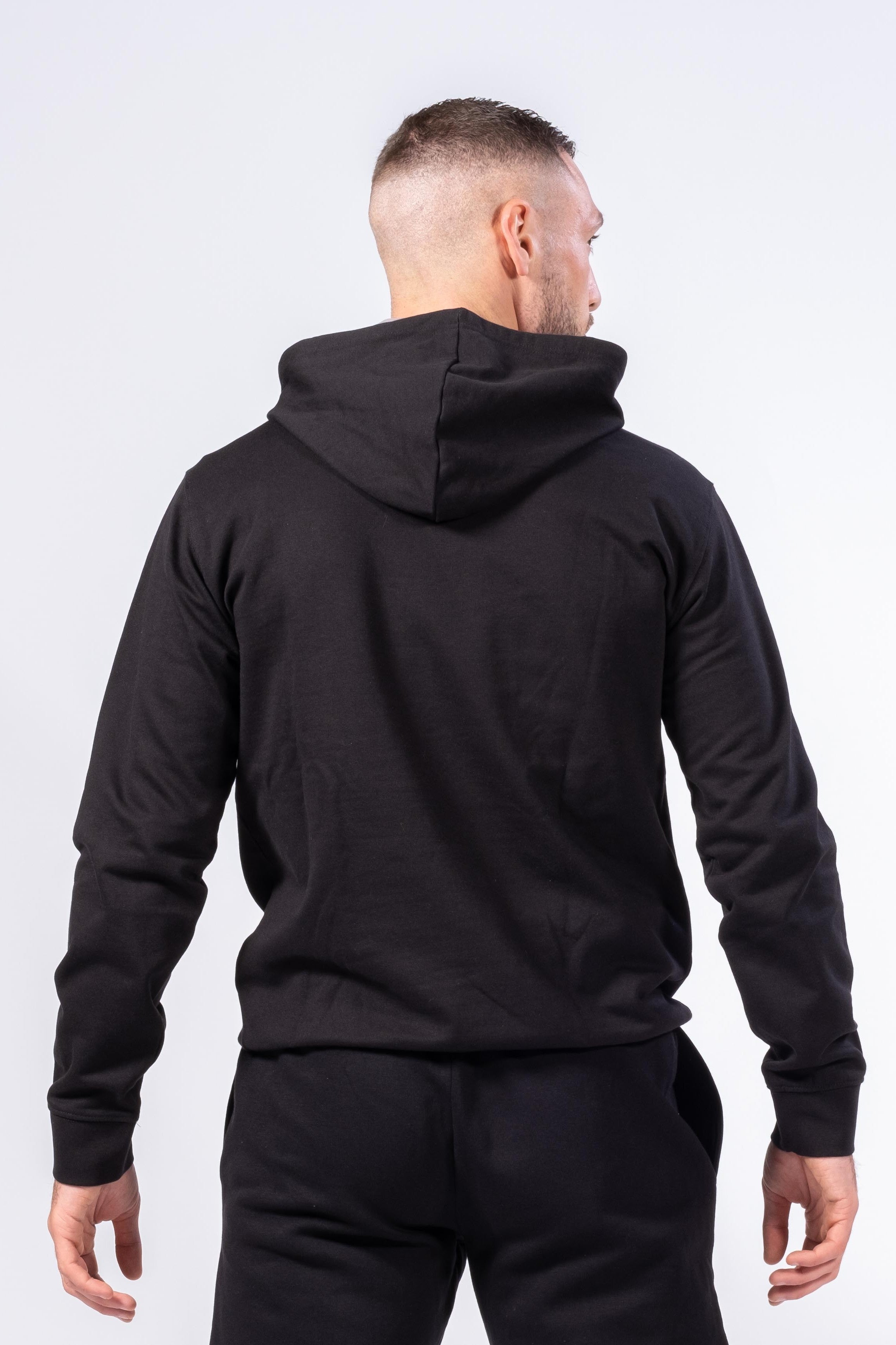 HERREN-KAPUZENPULLOVER - SCHWARZ / GRAU