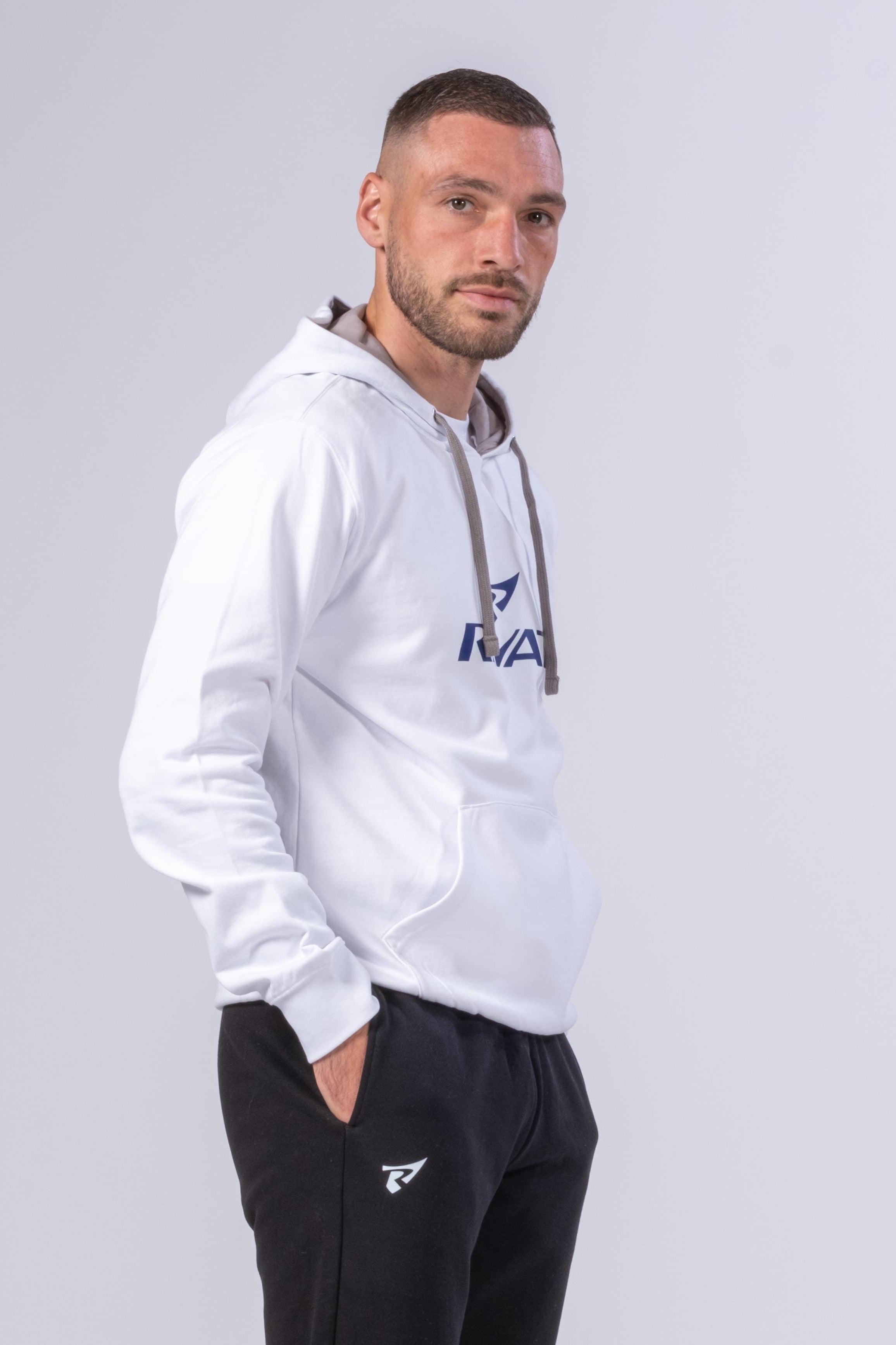 SUDADERA CON CAPUCHA PARA HOMBRE - BLANCO / GRIS