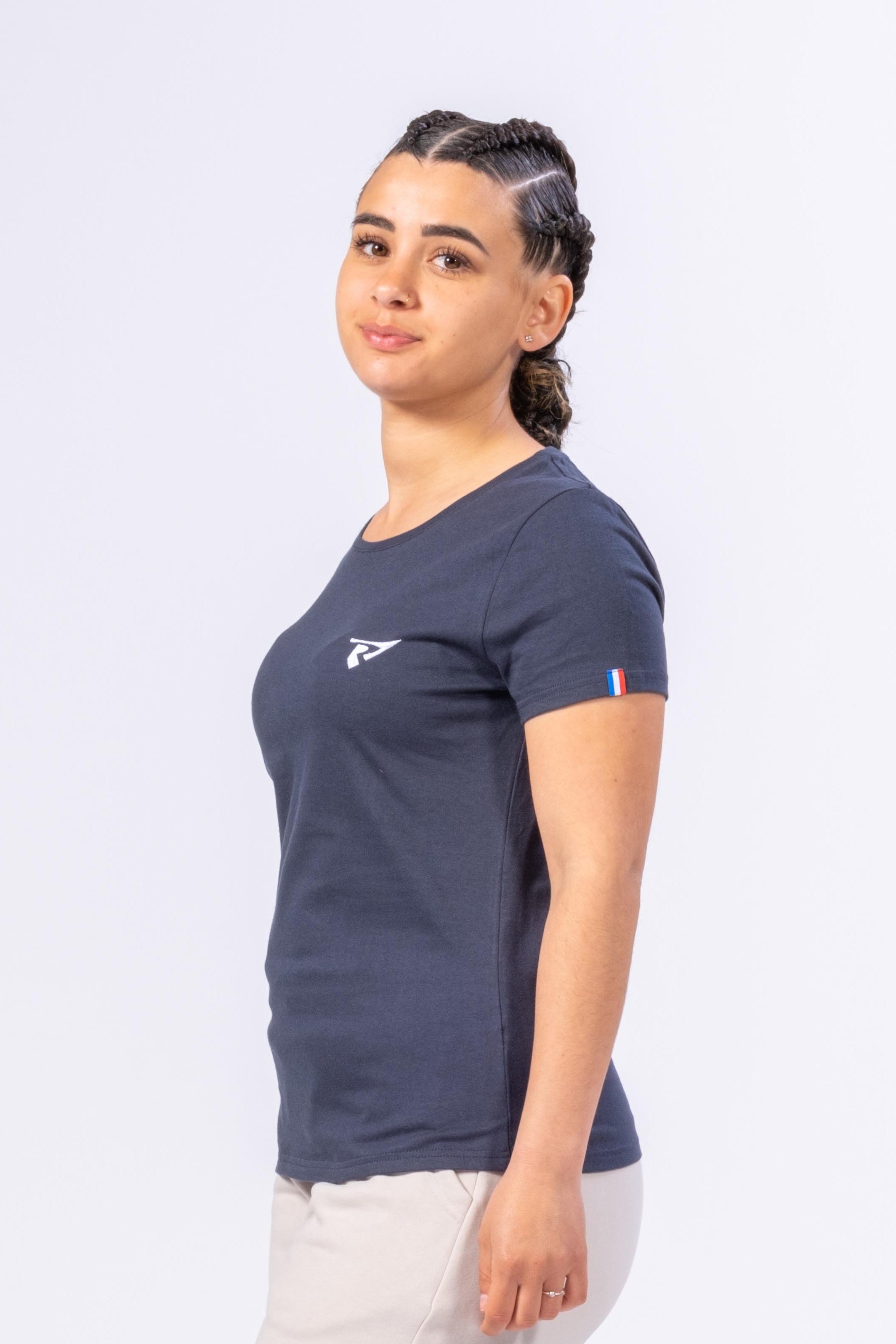 CAMISETA ORGÁNICA DE MUJER - AZUL MARINO