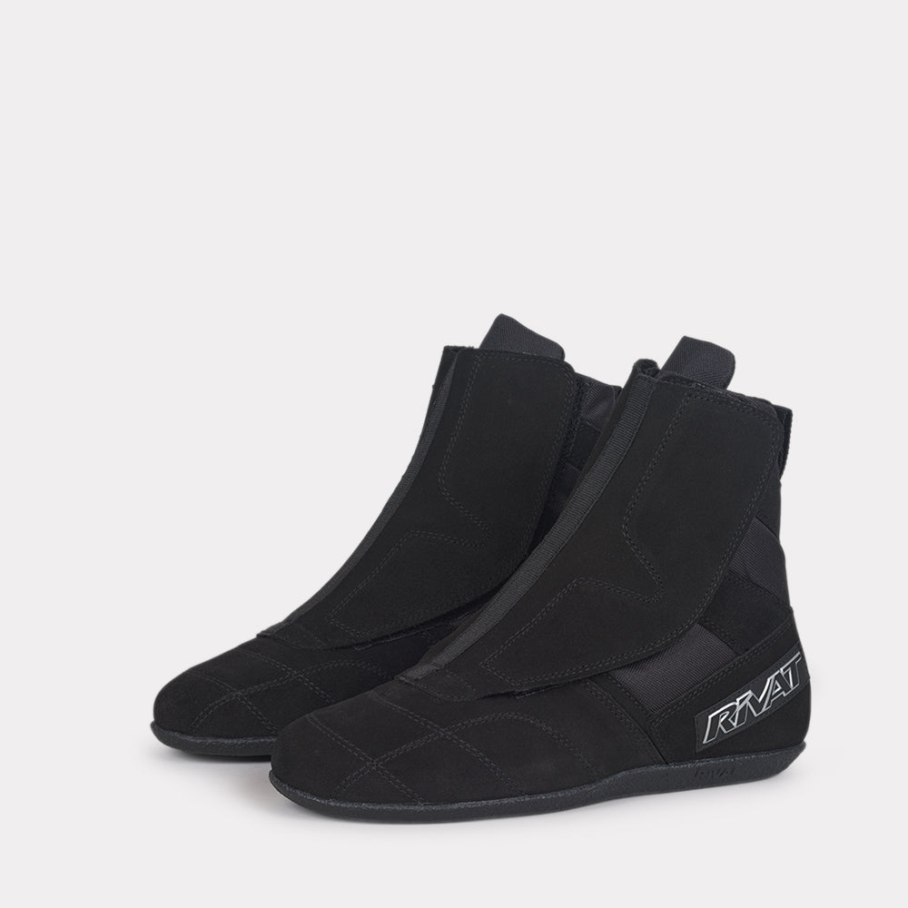 Chaussures de boxe française noires Rivat avec fermeture zippée et design renforcé