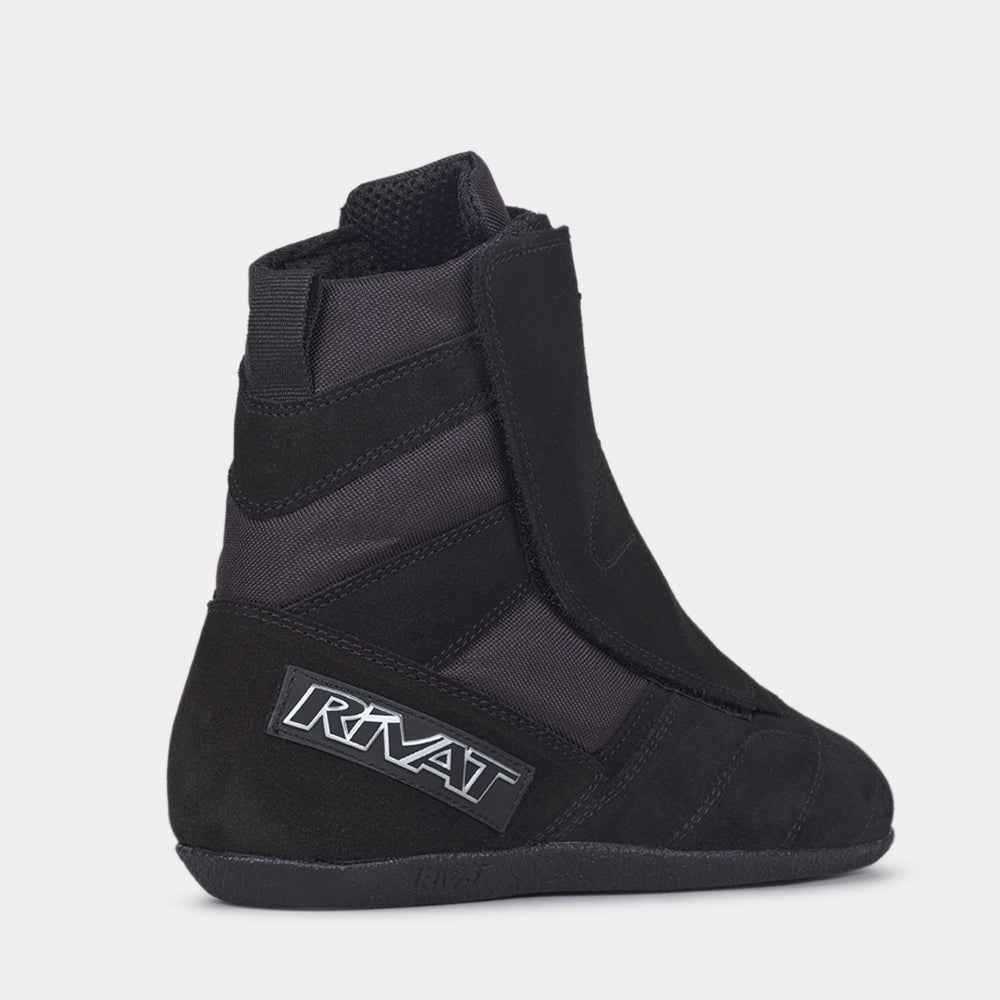 Chaussures de boxe française noires Rivat avec fermeture à glissière et design montante
