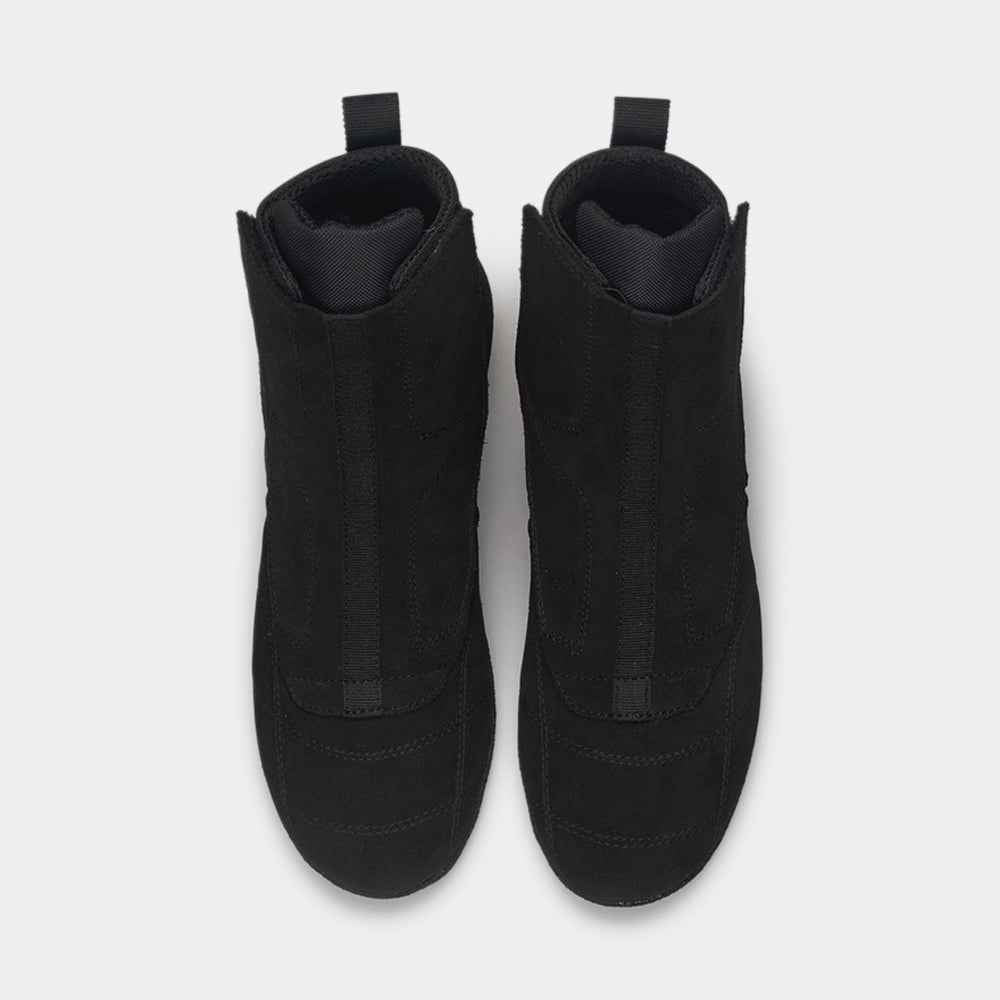 Chaussures de boxe française noires Rivat avec design montants pour un bon maintien