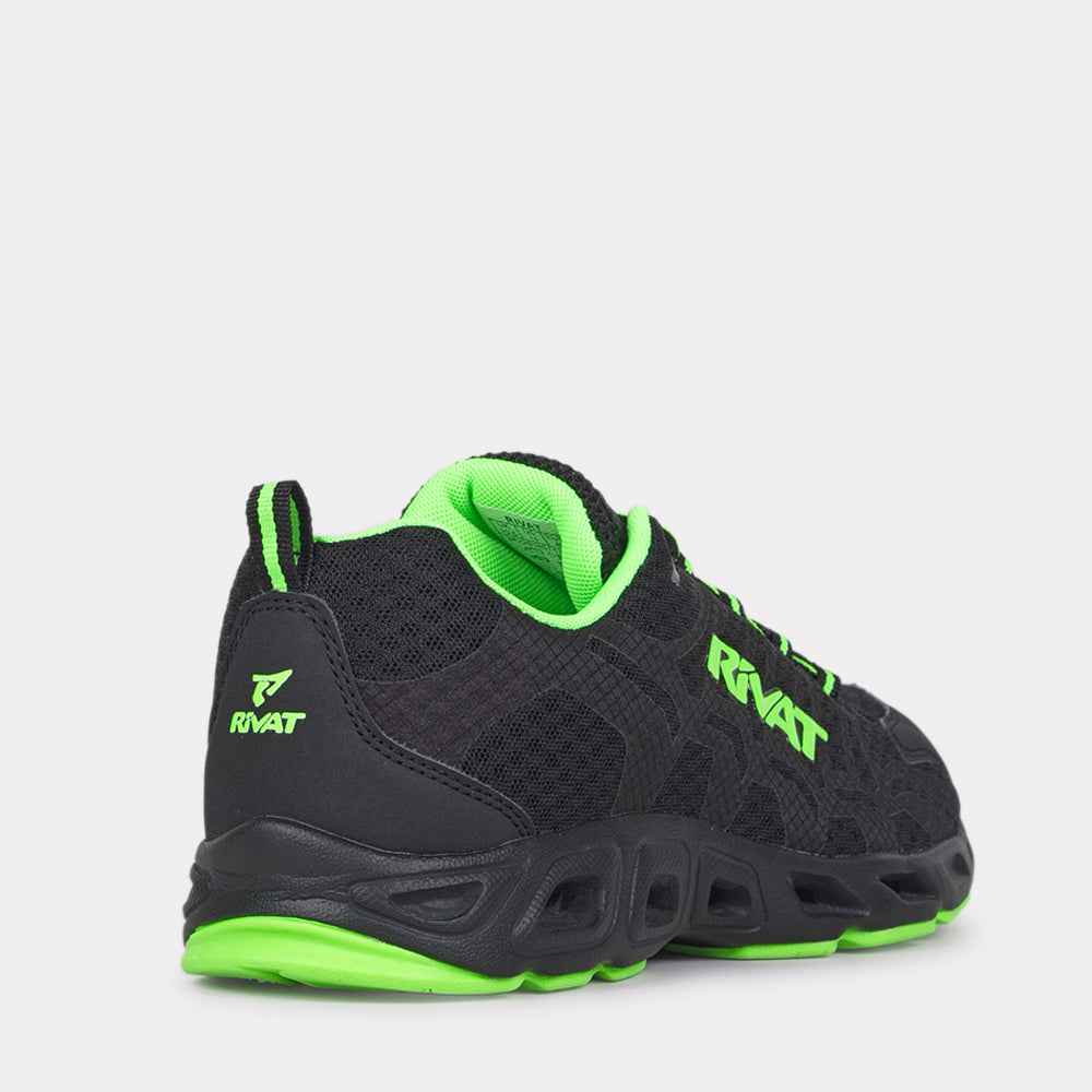 Chaussures fitness homme noir Rivat avec semelle et intérieur vert fluo pour entraînement sportif