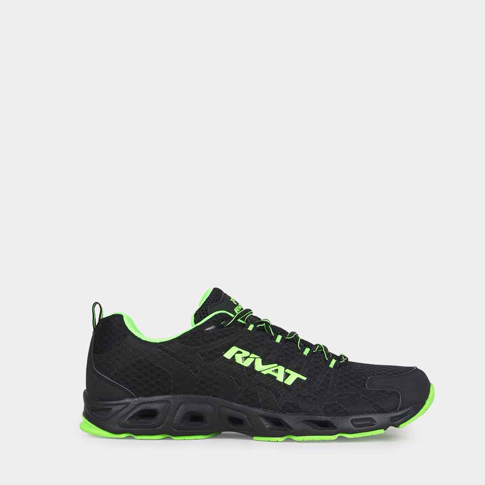 Chaussures fitness homme noir Rivat avec semelle verte légère et design respirant